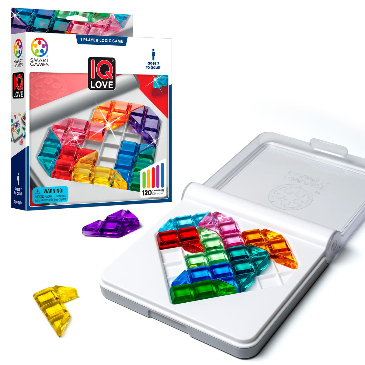 SmartGames IQ Love Travel Puzzle Game, 120 Challenges, Ages 7+
