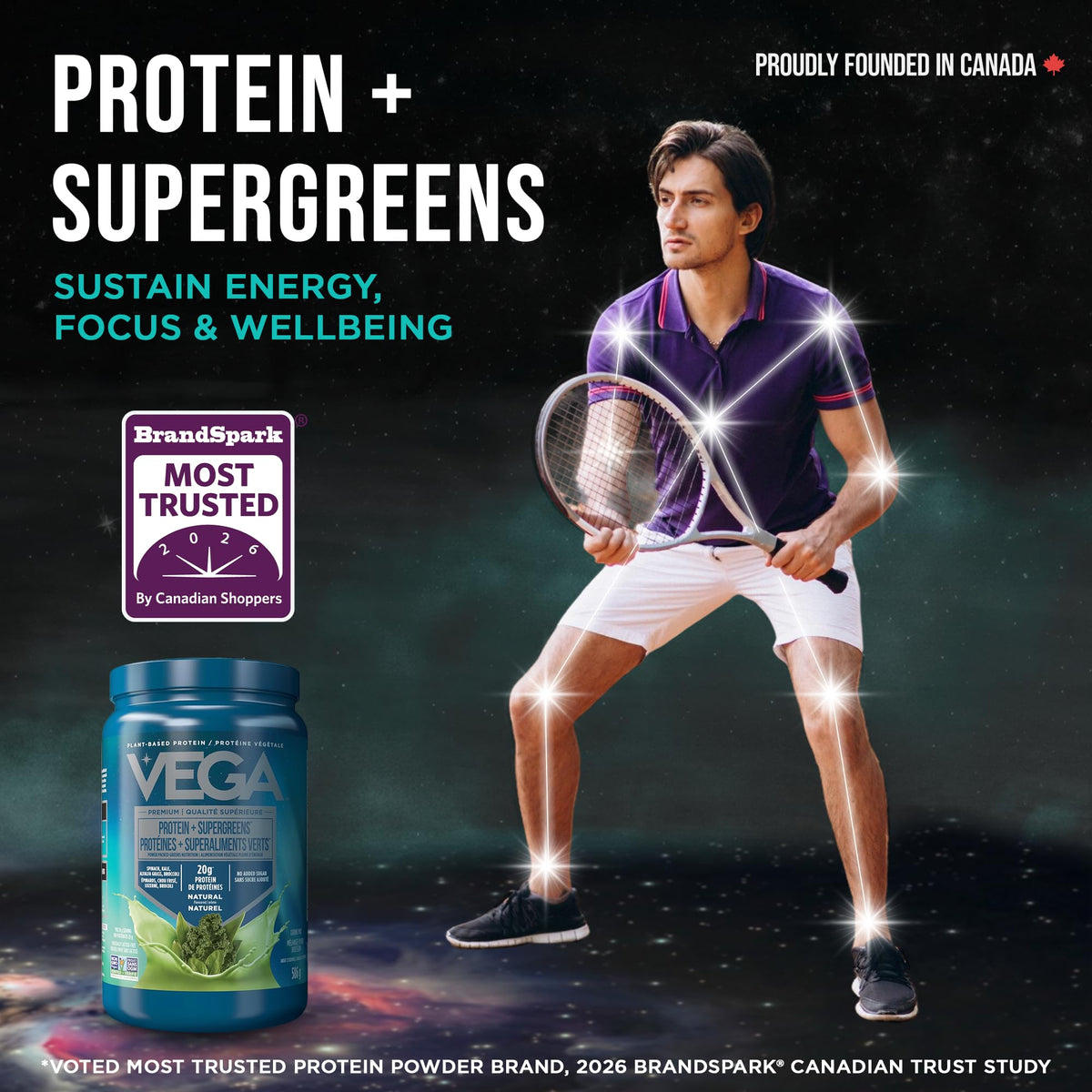 Vega Protein + Supergreens Plant Protein Powder, Natural, 586g