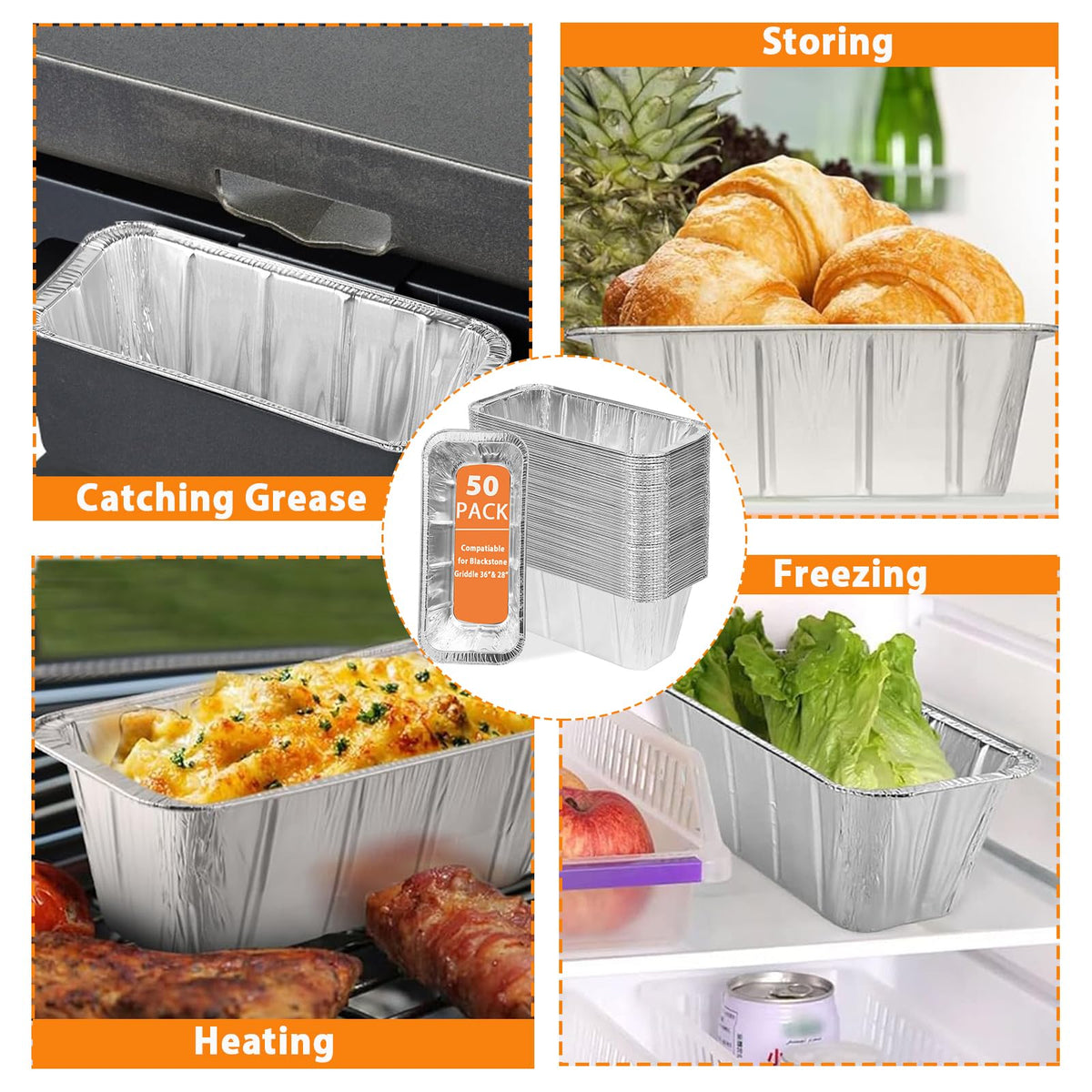 HOMRQFLY Drip Pan Liners for Blackstone Griddles, 50-Pack
