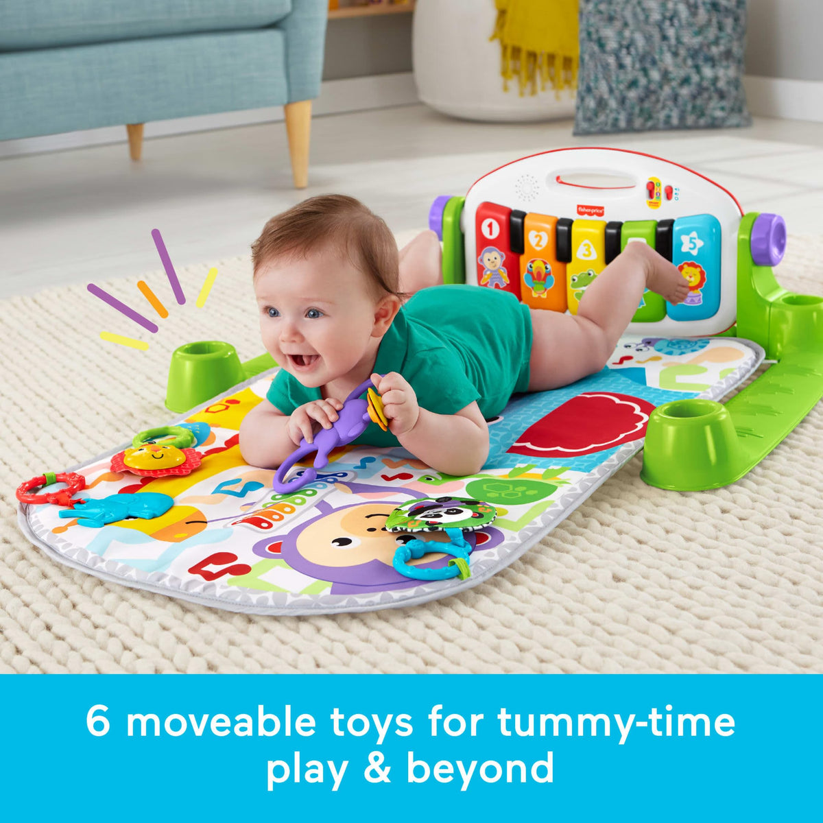 Fisher-Price Deluxe Kick & Play Piano Gym Baby Playmat with 2 Maracas