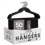 Utopia Home Non-Slip Velvet Hangers with 360° Hook, 50-Pack, Black