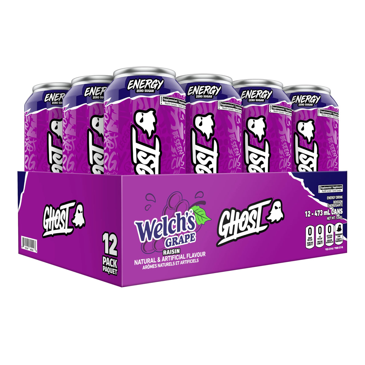 Ghost Energy Drink, Welch's Grape, 12 Cans