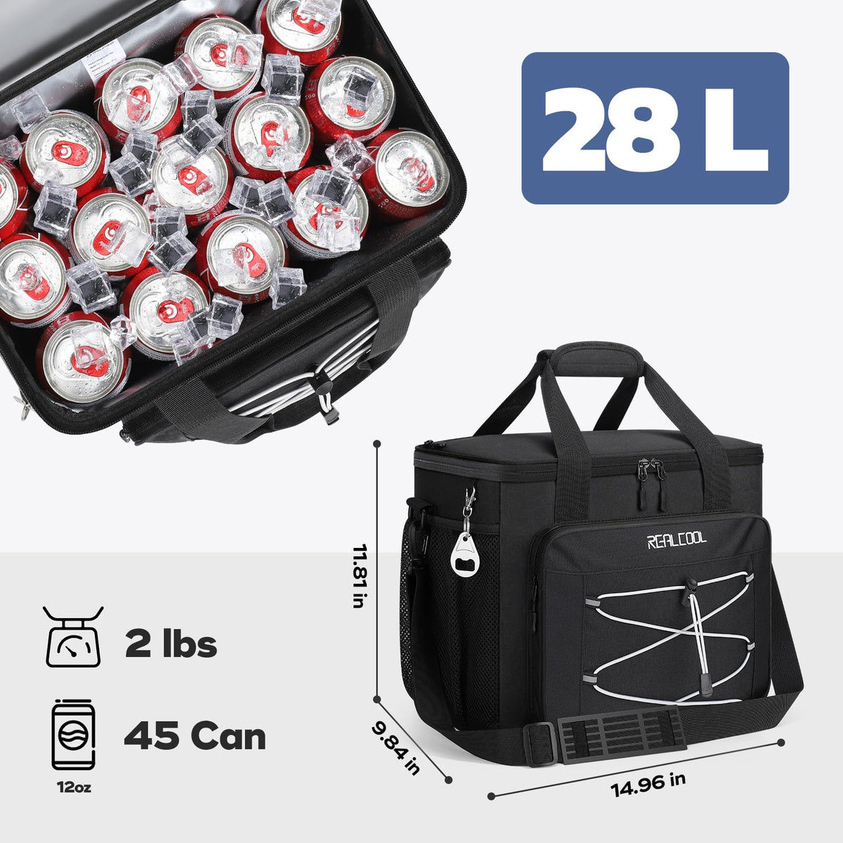 RealCool 35/45 Can Collapsible Soft Cooler Bag, Leakproof Ice Chest