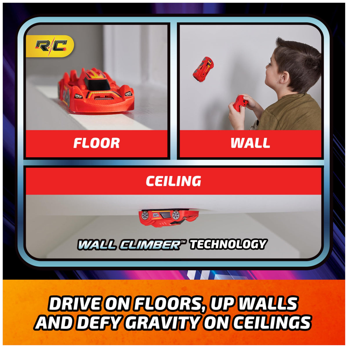 Air Hogs Zero Gravity Sprint RC Car Wall Climber, Red