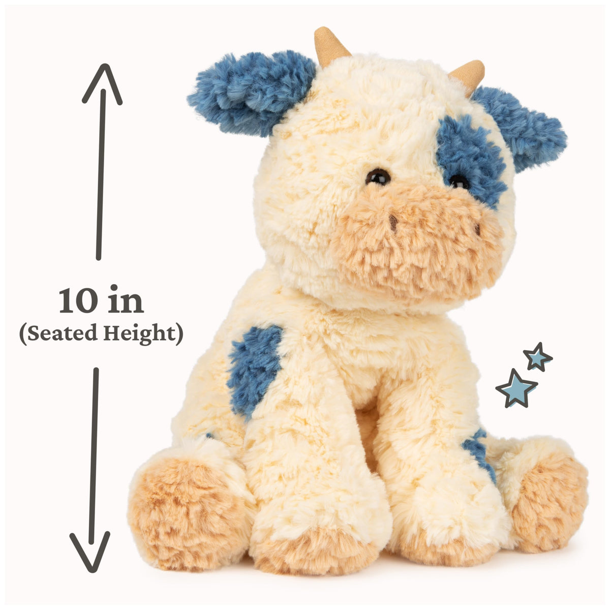 GUND Cozys Collection Cow Plush, Cream/Blue, 10"