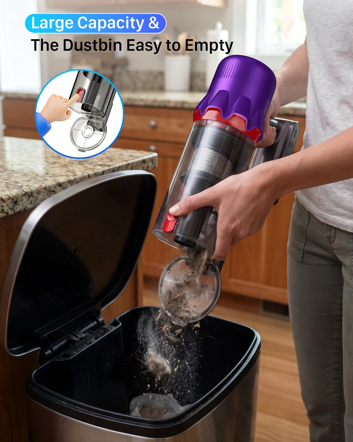 Cordless Stick Vacuum Cleaner with HEPA Filter, 55 Min Runtime