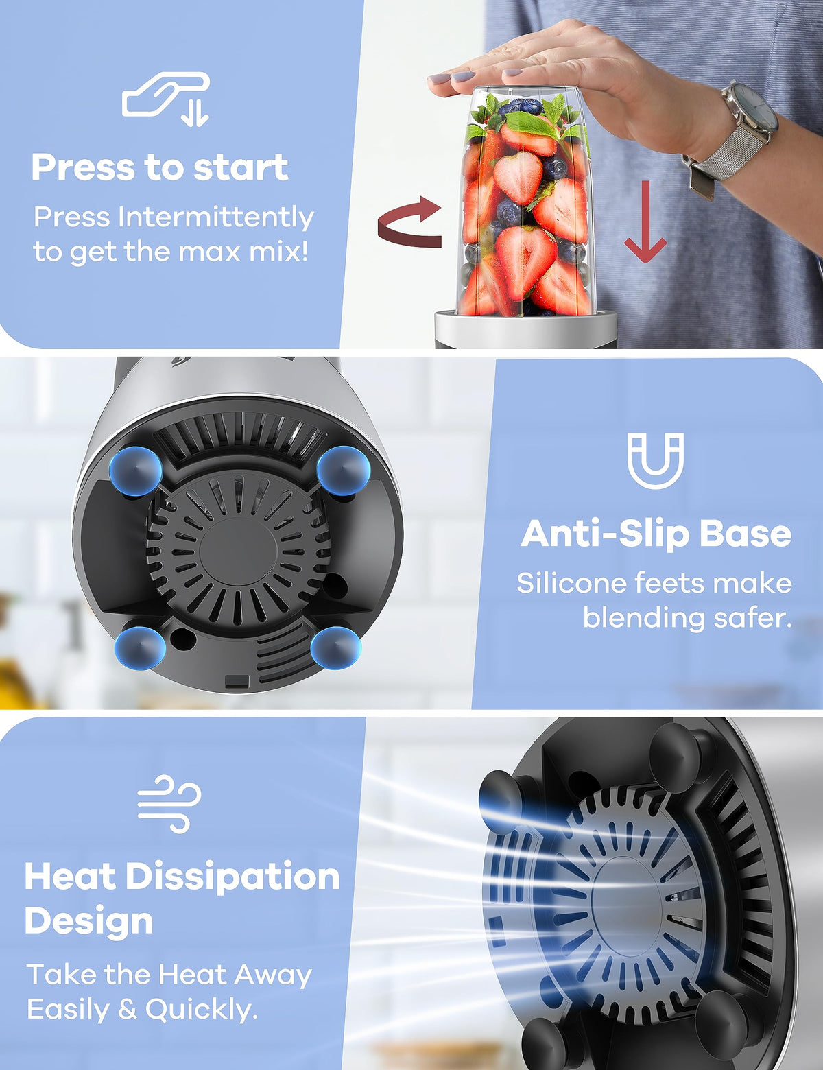 Ganiza Smoothie Blender and Grinder Combo, 15 Piece, 4 Cups