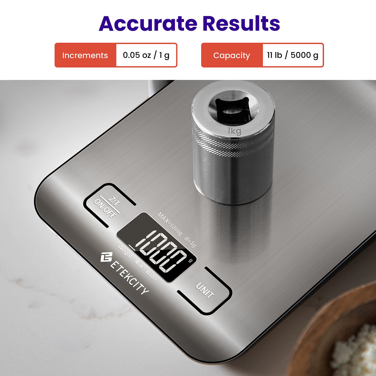 Etekcity Digital Kitchen Scale, Small, Stainless Steel