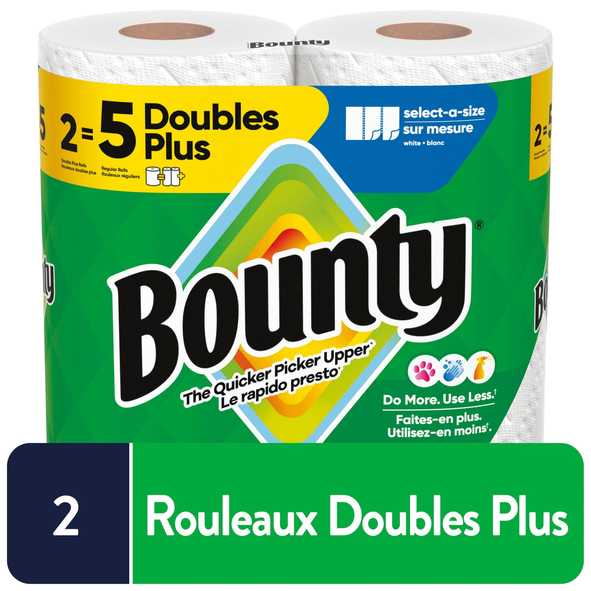 Bounty Select-A-Size Paper Towels, White, 8 Double Plus Rolls