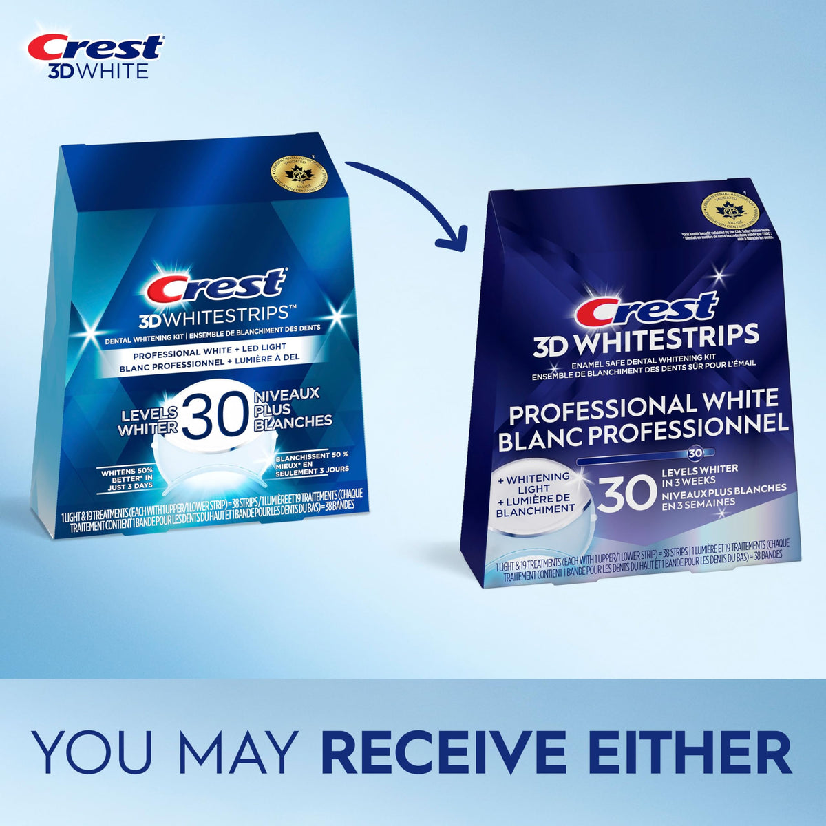 Crest 3D Whitestrips Professional White + Light Kit, 19 Treatments