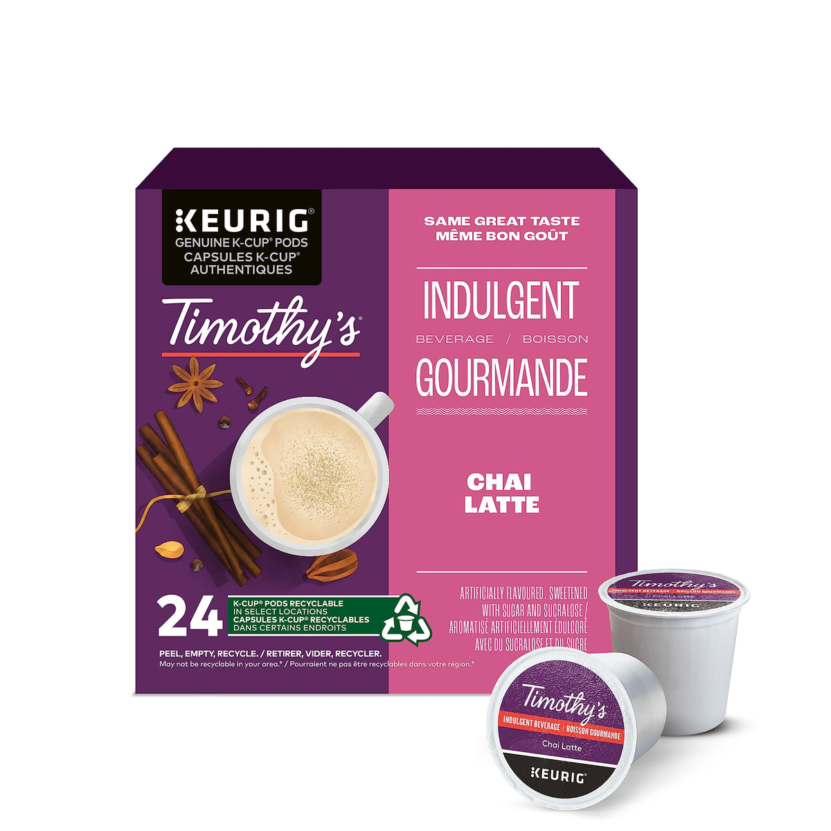 Timothy's Indulgent Chai Latte K-Cup Pods (24 Count)