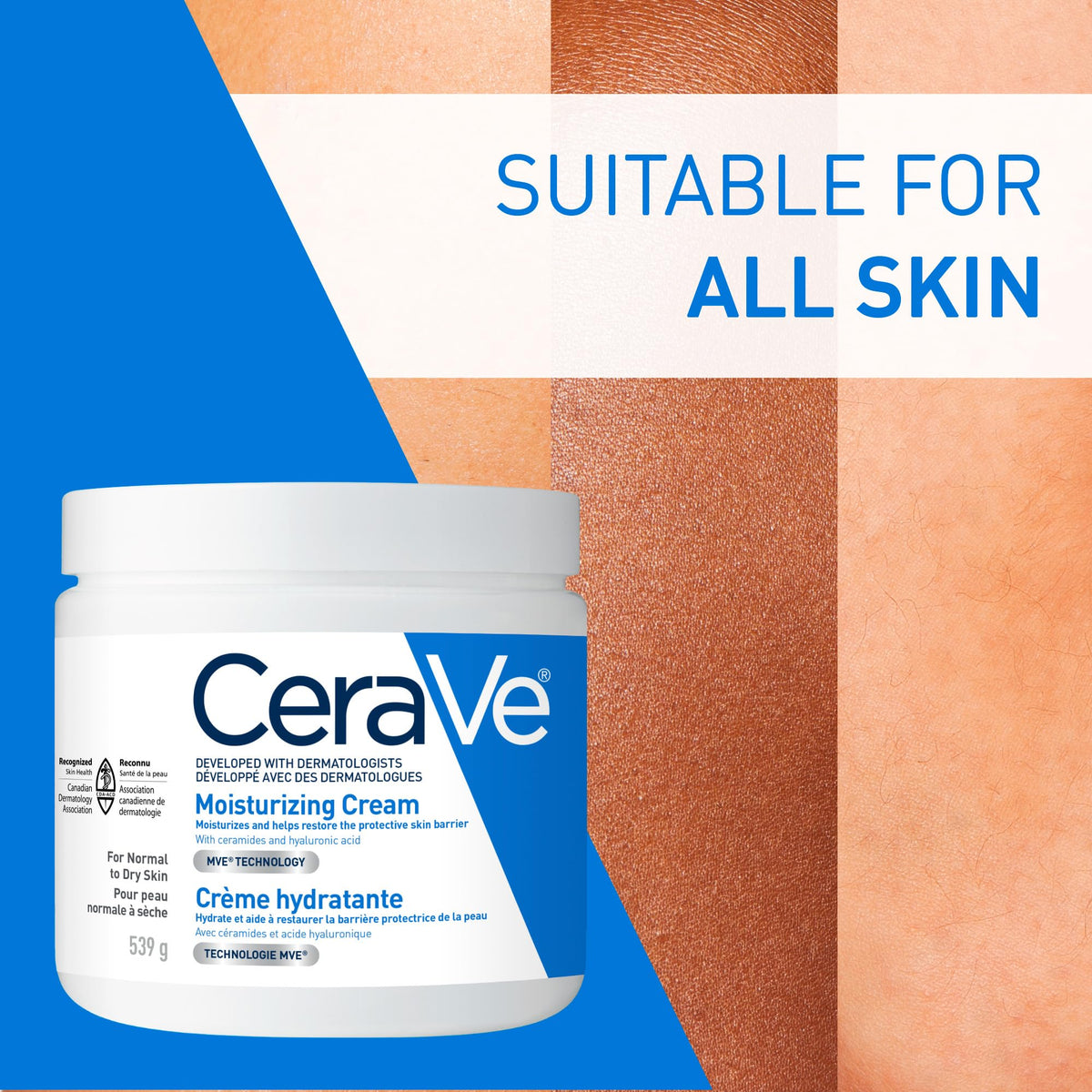 CeraVe Moisturizing Cream, Face, Hands & Body, 539 g