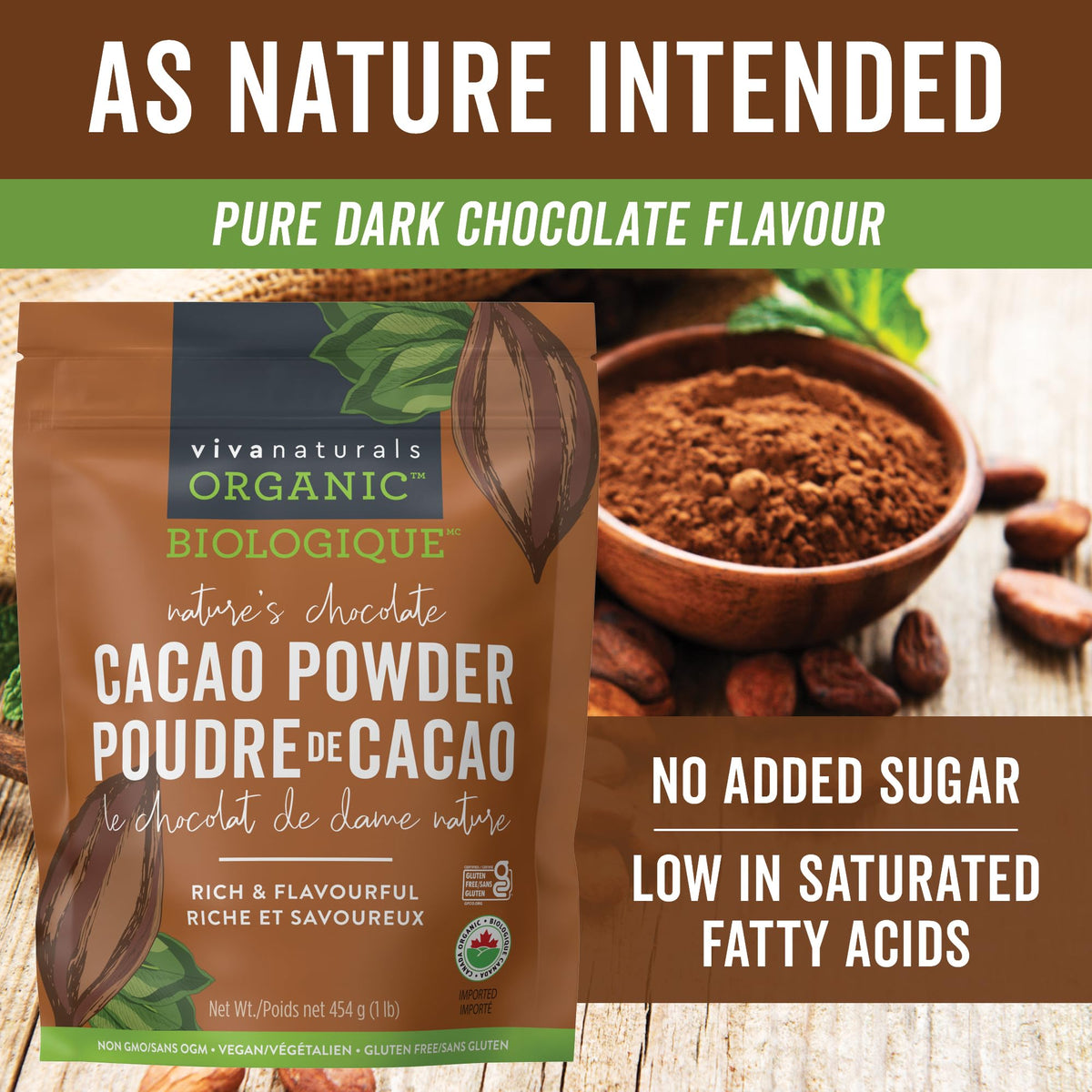 Viva Naturals Organic Cacao Powder, 1 Pound
