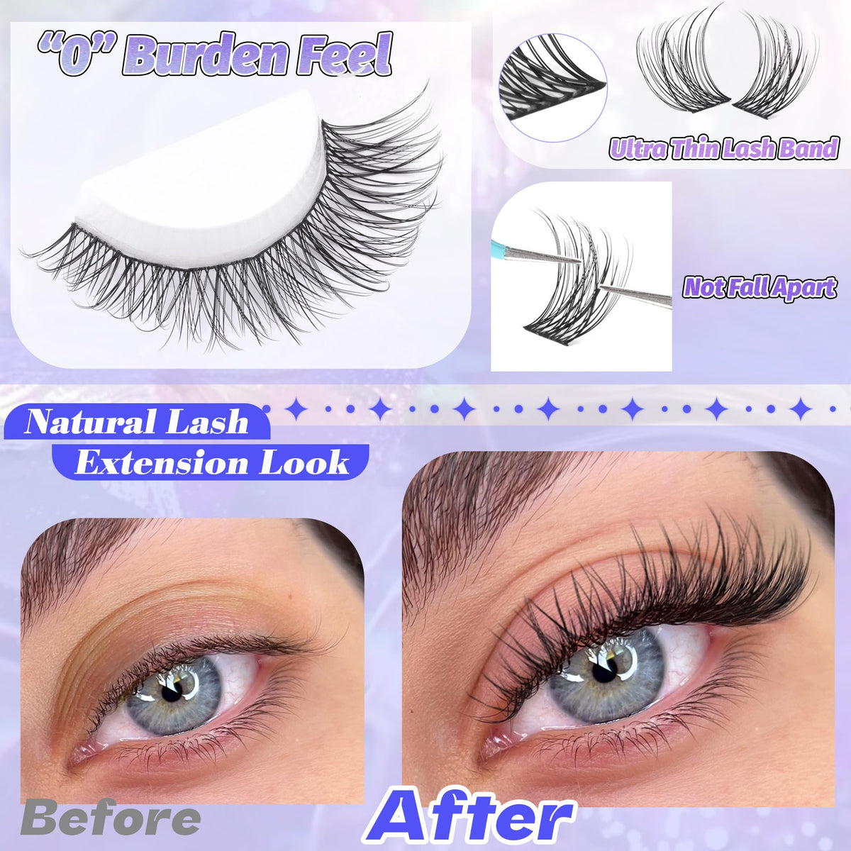 ALICE C Curl Natural Wispy Cluster Lashes, 8-16 mm (168 Pieces)