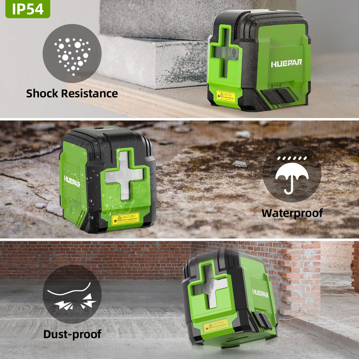 Huepar Self Leveling Green Cross Line Laser Level with Tripod