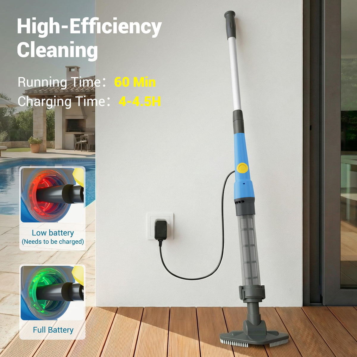 Hushlight Handheld Hot Tub Vacuum, Blue
