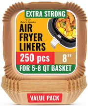 Baker's Signature Air Fryer Parchment Liners, 8 in Square, 250 Count
