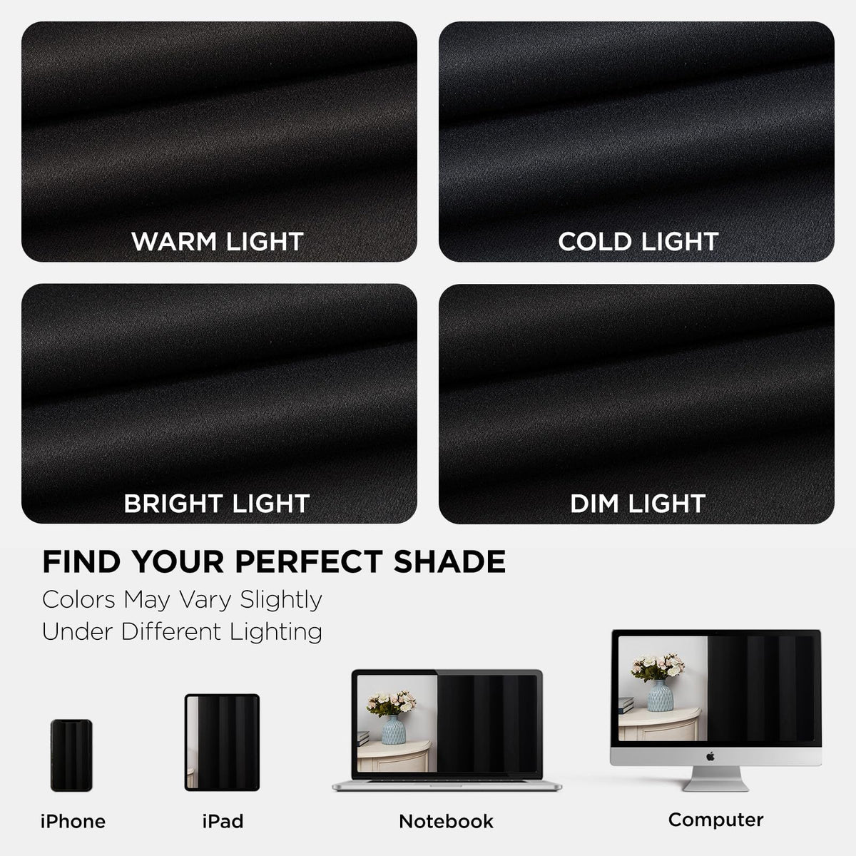 Joydeco Blackout Curtains, 84 Inch Length, 2 Panels, Black