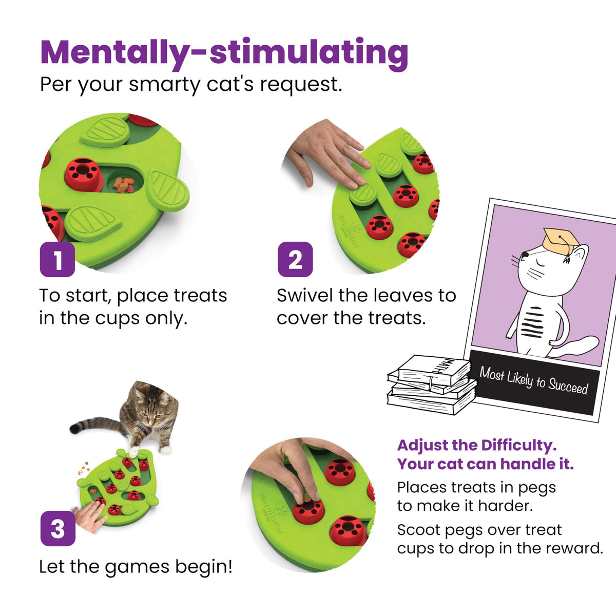 Catstages Buggin' Out Puzzle & Play Treat Puzzle Cat Toy, Green