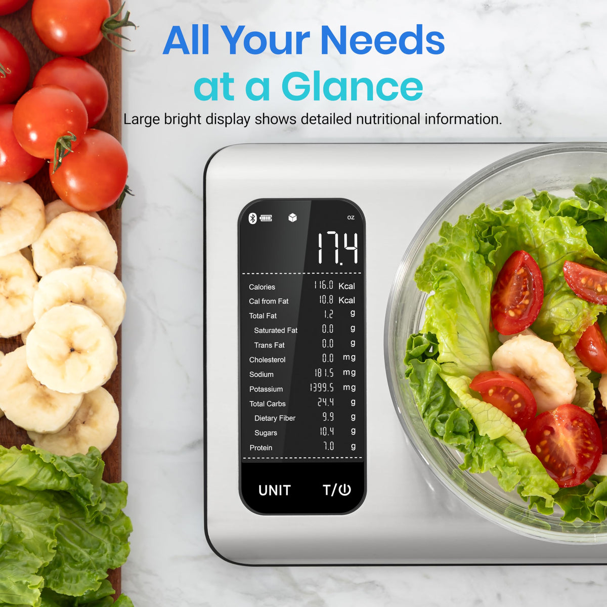 Etekcity Smart Nutrition Kitchen Scale, Silver and Black