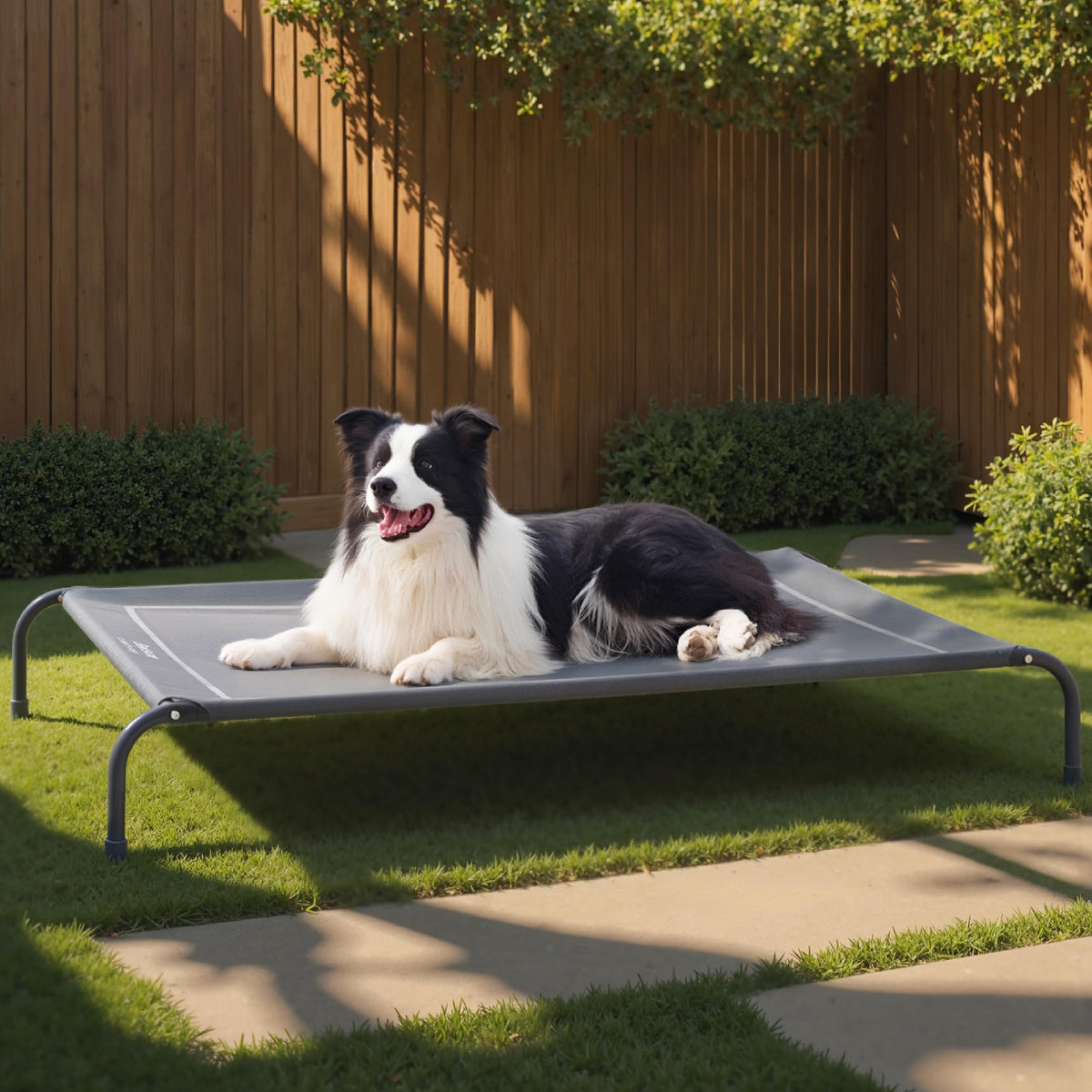 Bedsure Elevated Outdoor Dog Cot, Large, Grey
