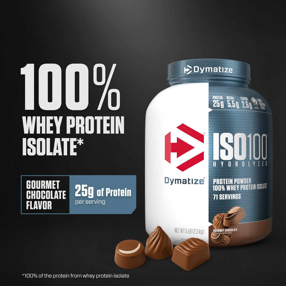 Dymatize ISO100 Hydrolyzed Whey Protein Powder, Chocolate, 2.3kg