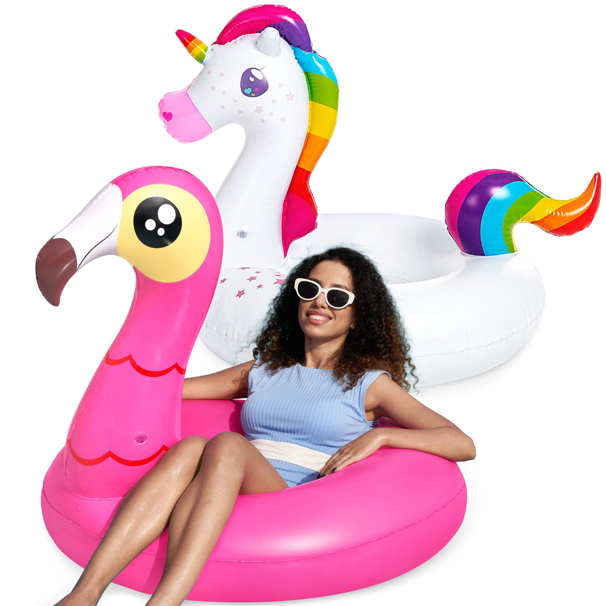 JOYIN Flamingo Unicorn Pool Floats, 2 Pack