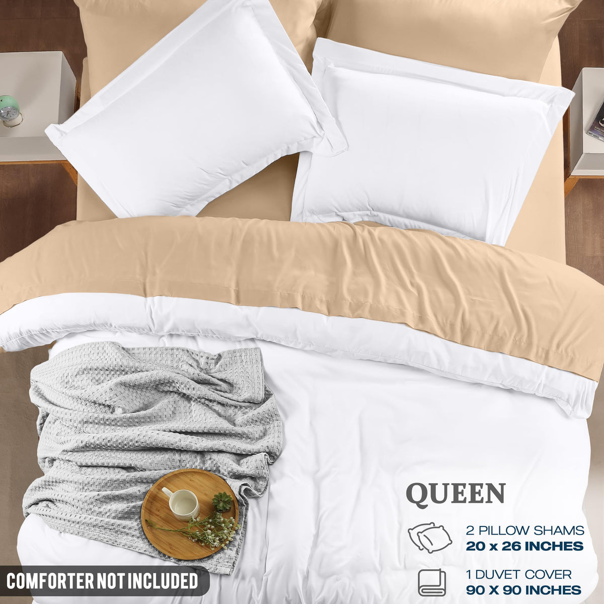 Utopia Bedding Duvet Cover Set with Pillow Shams, Queen, White