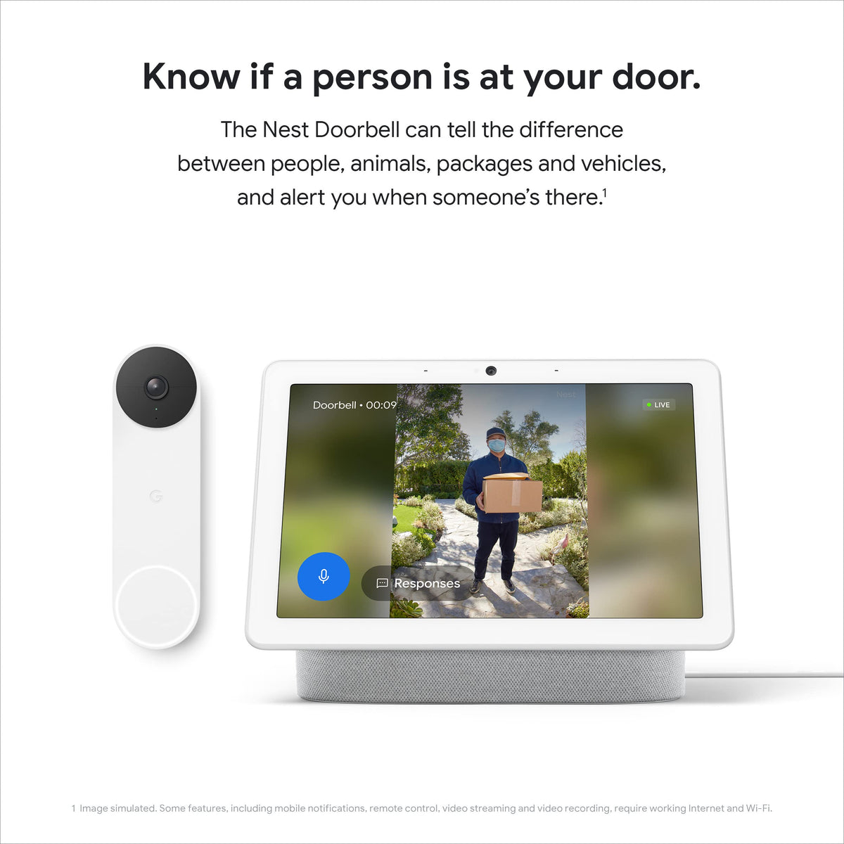 Google Nest Doorbell, Battery Powered, Ash