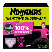 Pampers Ninjamas Nighttime Bedwetting Underwear Girl, Size 7, 88 Count