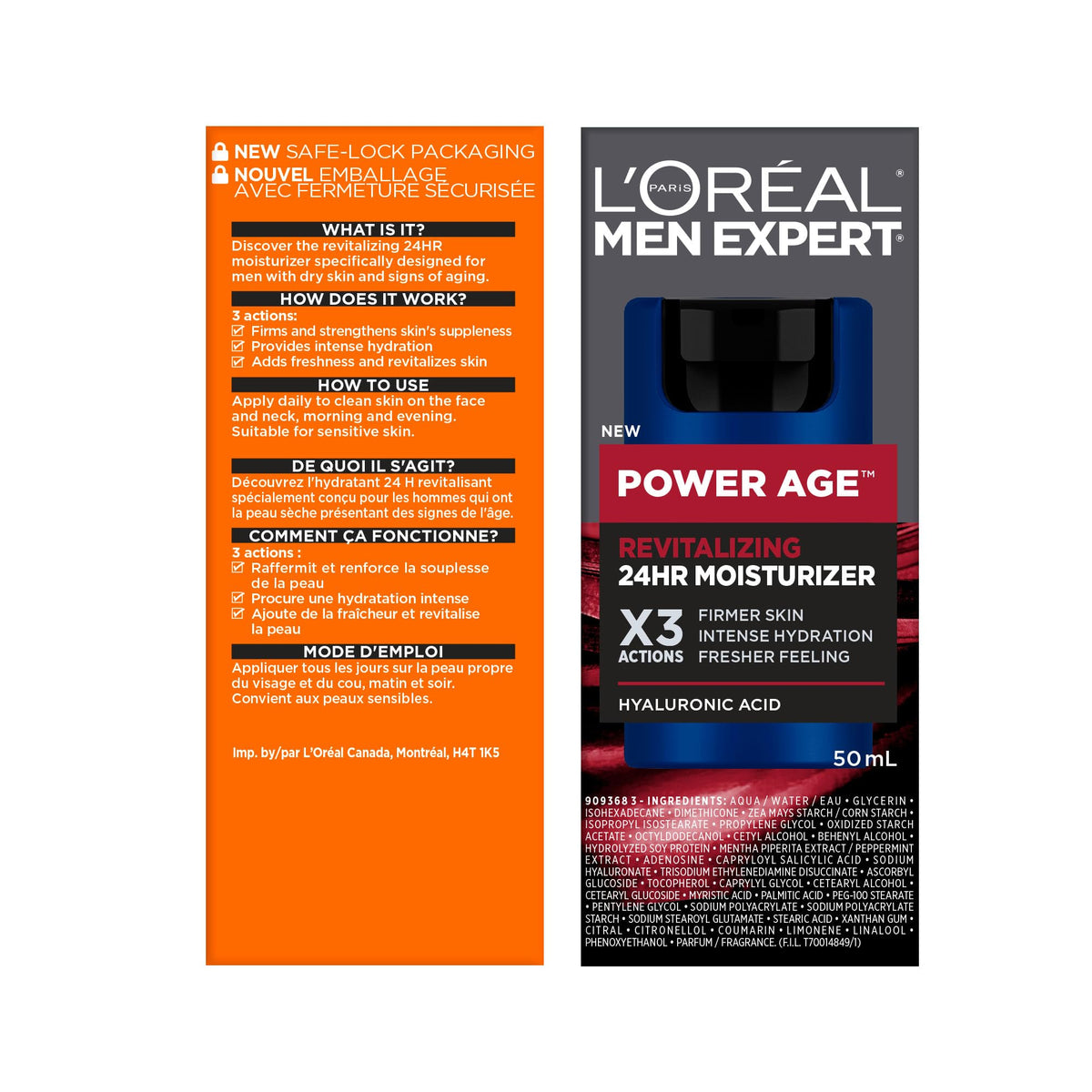 L'Oréal Paris Men Expert 24HR Hydrating Moisturizer for Men, 50 mL