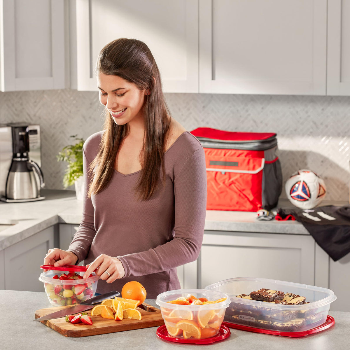 Rubbermaid TakeAlongs Food Storage Containers, 52 Piece, Ruby Red