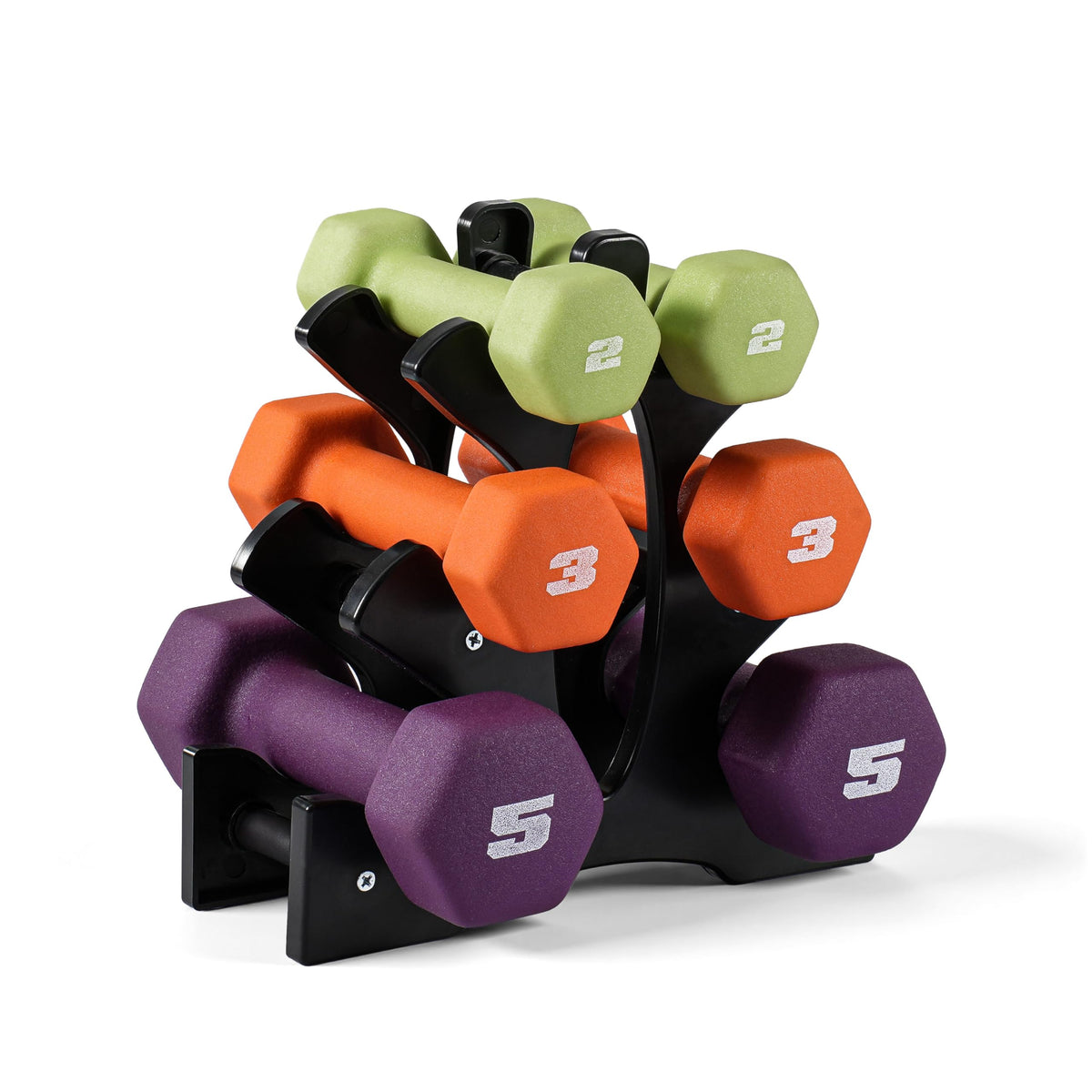 CAP Barbell 20 lb Neoprene Dumbbell Set with Rack, 2, 3, 5 lb Pairs