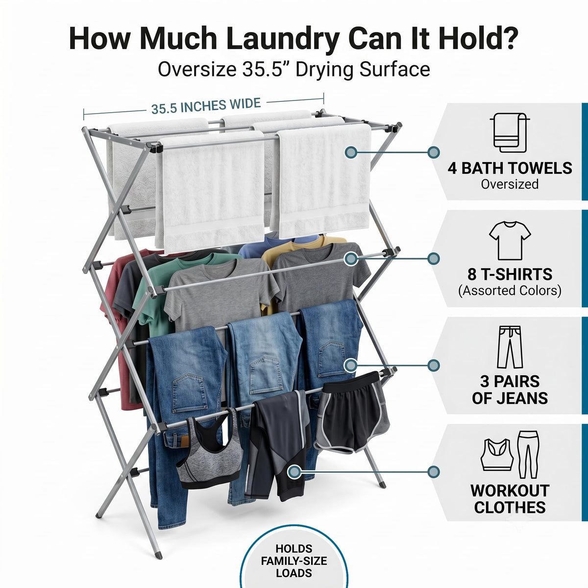 Honey-Can-Do Collapsible Clothes Drying Rack DRY-09066, 50 lbs