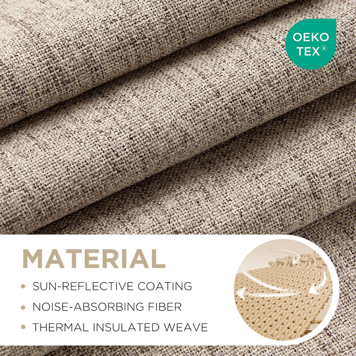 Joydeco Linen Blackout Curtains, 52 x 84 in, 2 Panels