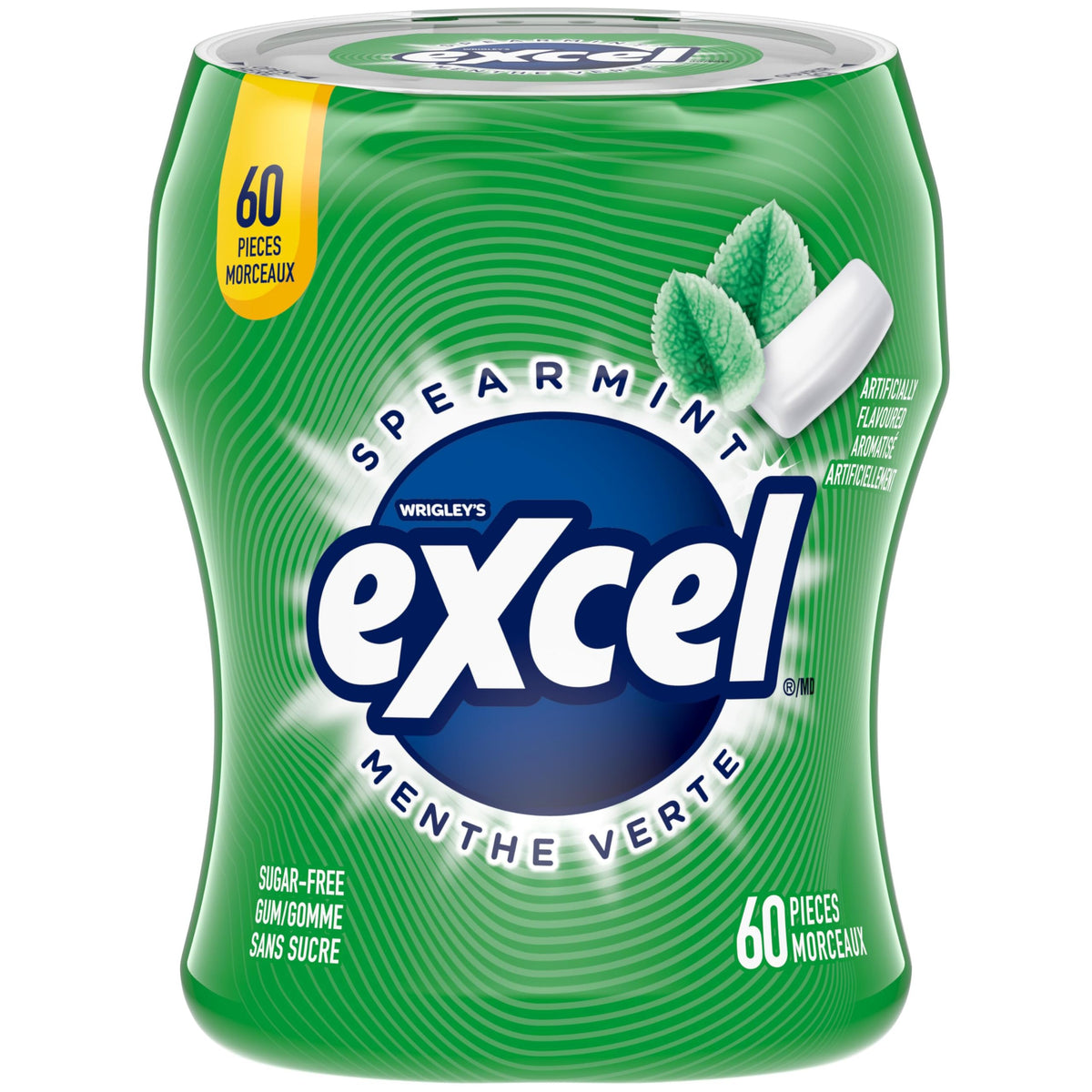 EXCEL Spearmint Sugar Free Chewing Gum, 60 Pieces, 6 Bottles