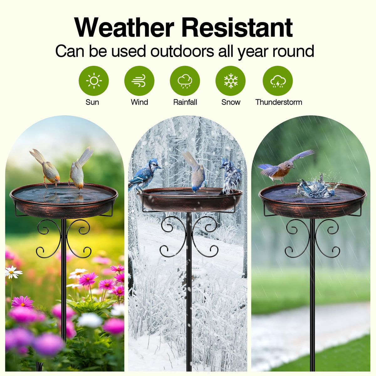 Daoeny Vintage Freestanding Bird Bath & Feeder, 35", Antique Bronze