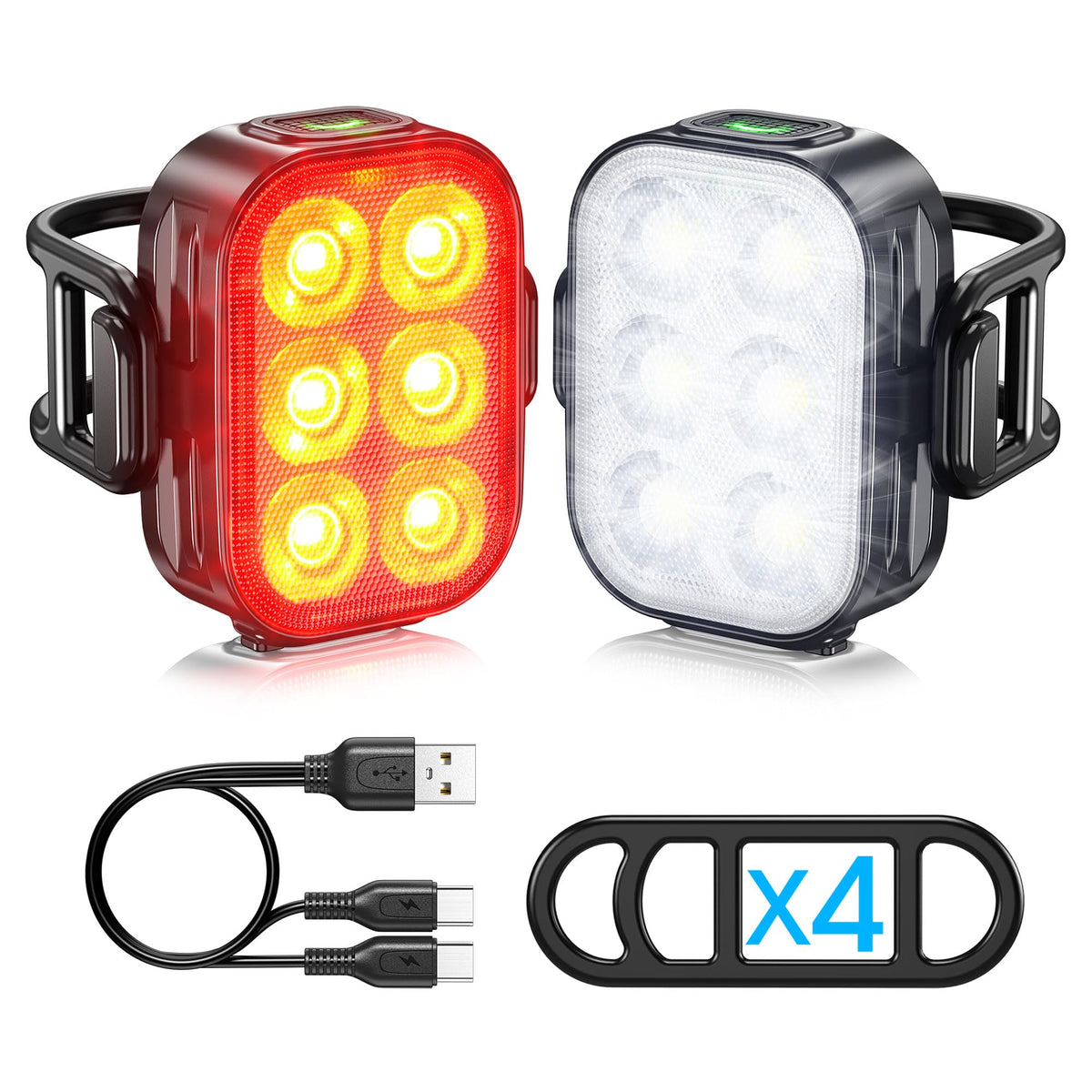 Rechargeable Bike Front & Tail Light Set