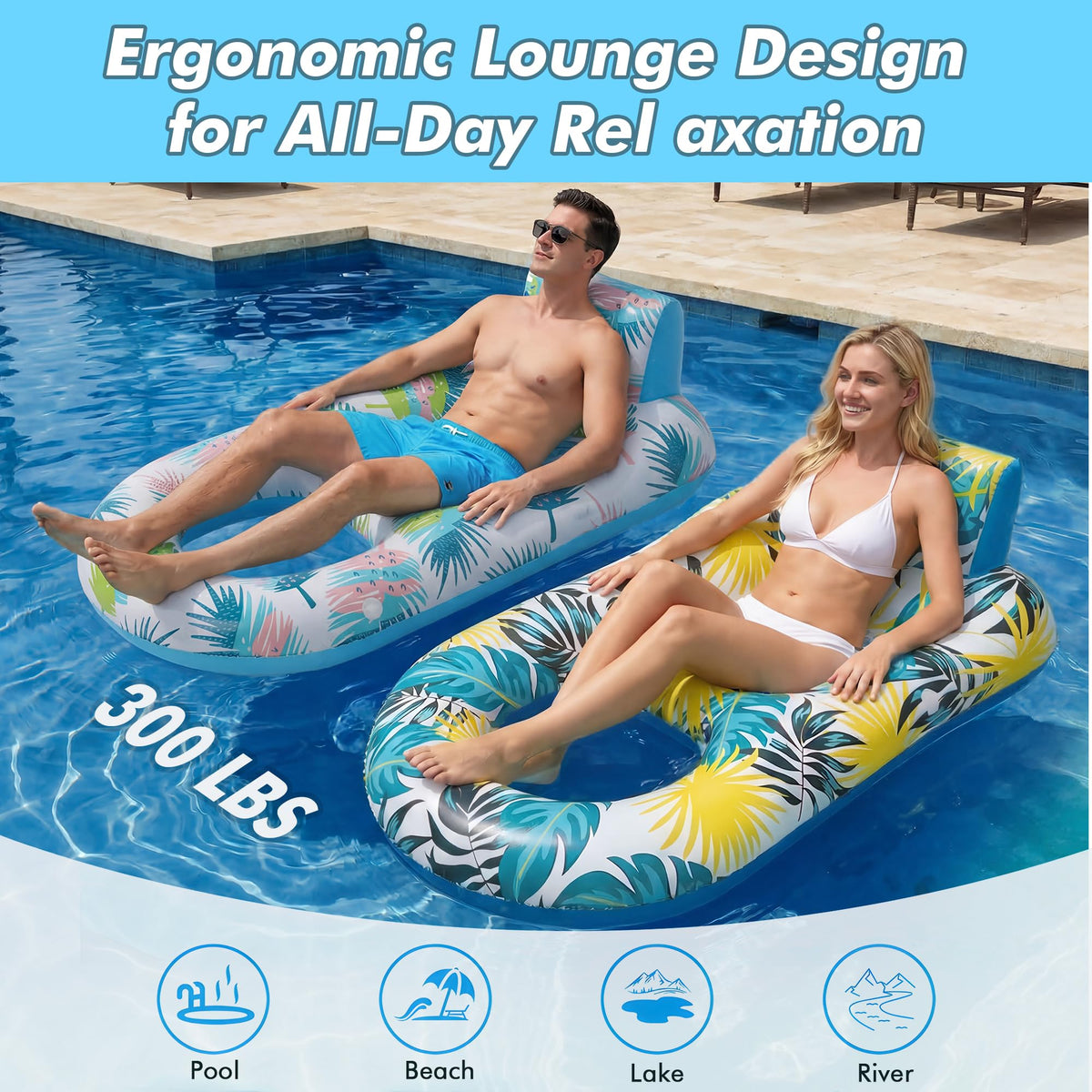 cngg v Inflatable Pool Float for Adults, 2 Pack