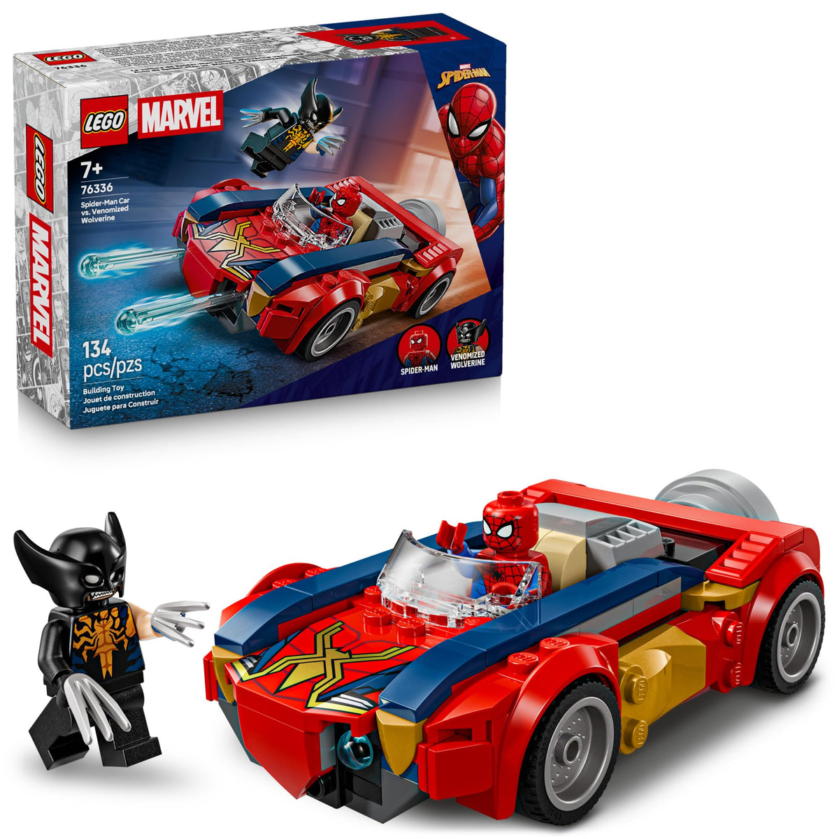 LEGO Marvel Spider-Man Car vs. Venomized Wolverine Set, Ages 7+, 76336
