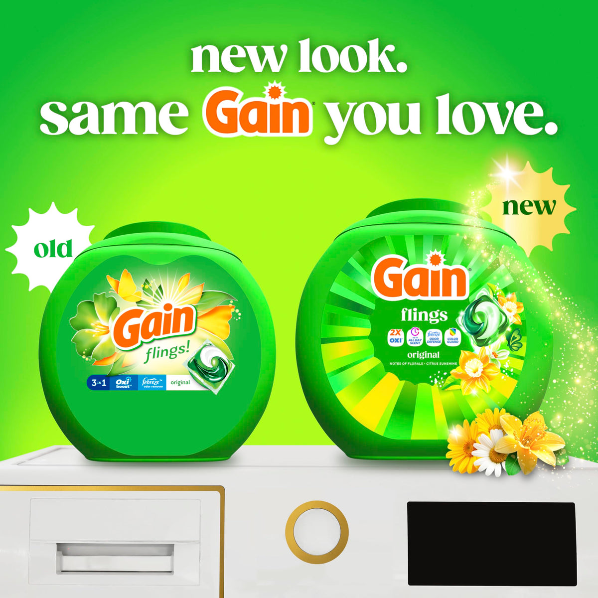 Gain Flings Laundry Detergent Pacs, Original Scent, 76 Count