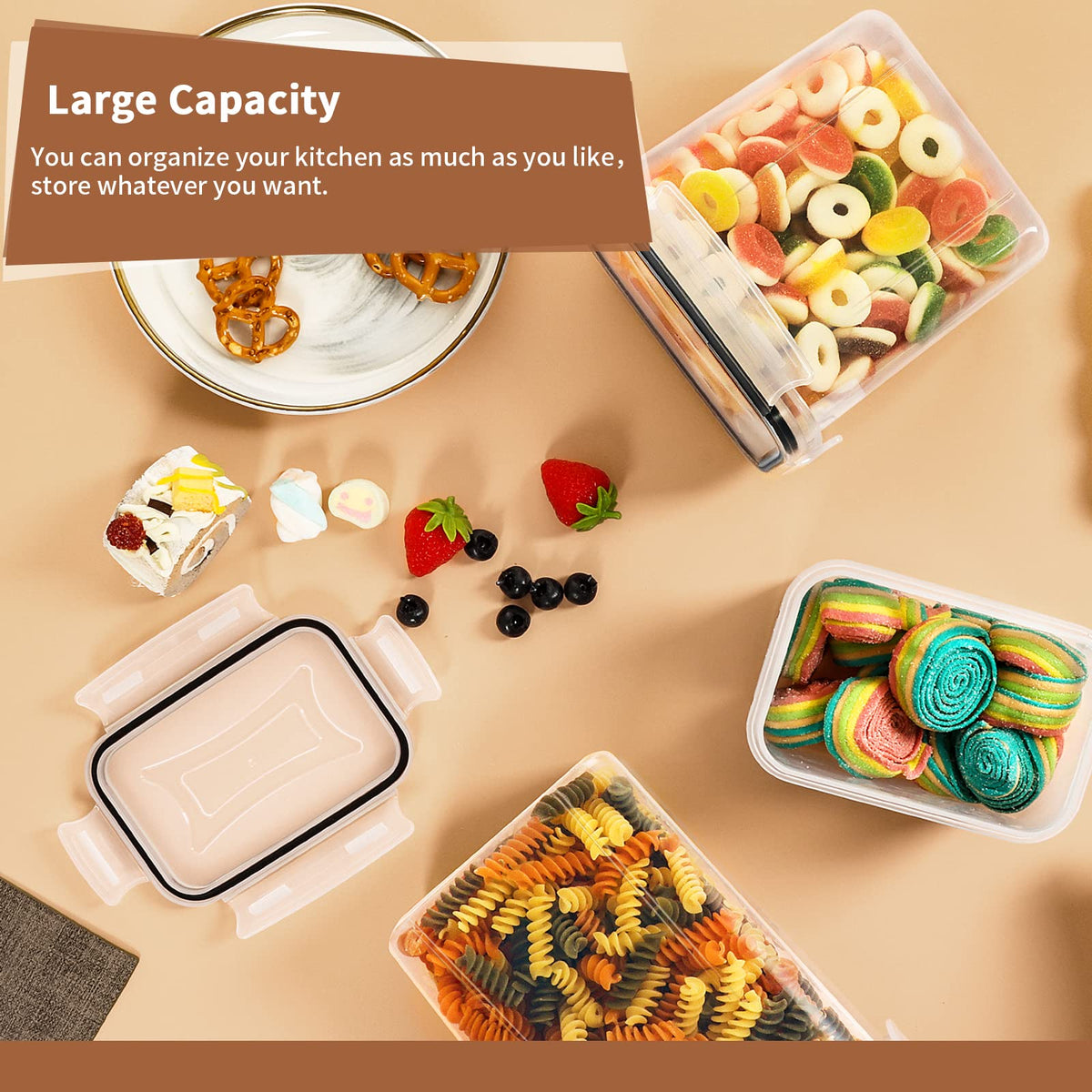 Praki Airtight Food Storage Container Set with Lids, 16 Pcs