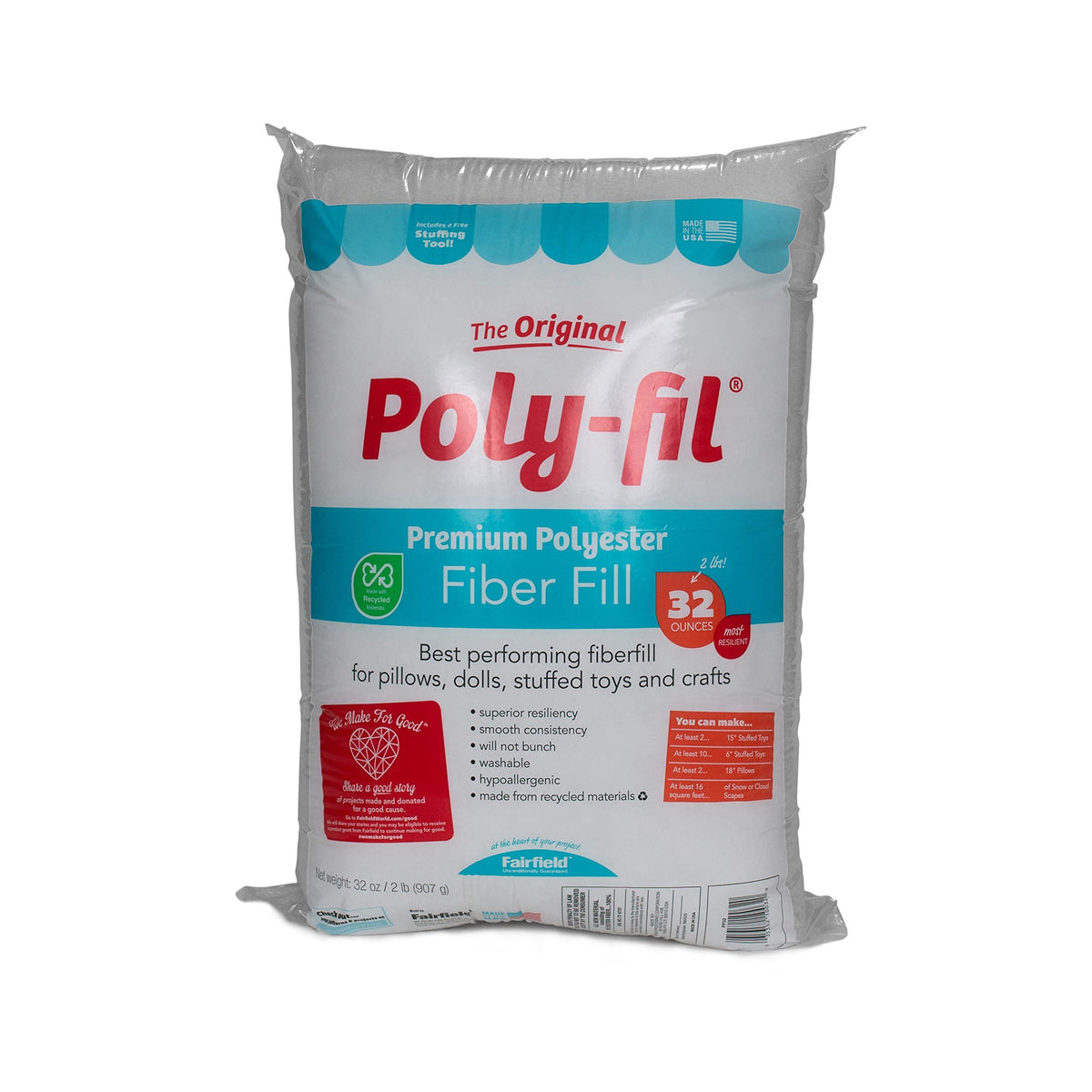 Poly-Fil PF-32 Premium Fiber Fill, 32 Ounce Bag