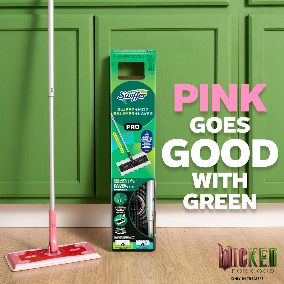 Swiffer Sweep and Mop Pro Kit, 5 Dry Cloths, 3 Wet Cloths