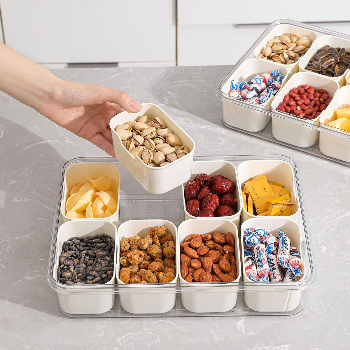 Divided Snackle Box Container with Lid & Handle