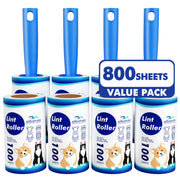 Extra Sticky Pet Hair Lint Rollers, 800 Sheets, 8 Rollers