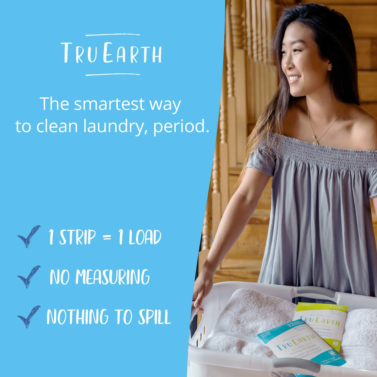 Tru Earth Laundry Detergent Sheets, Fresh Linen, 64 Sheets
