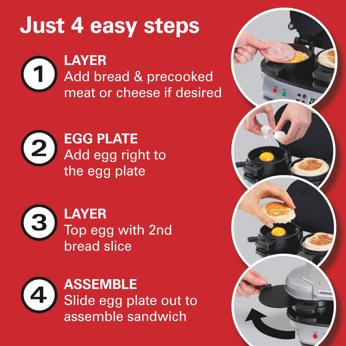 Hamilton Beach Dual Breakfast Sandwich Maker, Silver (25490MNC)
