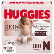 Huggies Skin Essentials Baby Diapers, Newborn (6-9 lbs), 180 Count