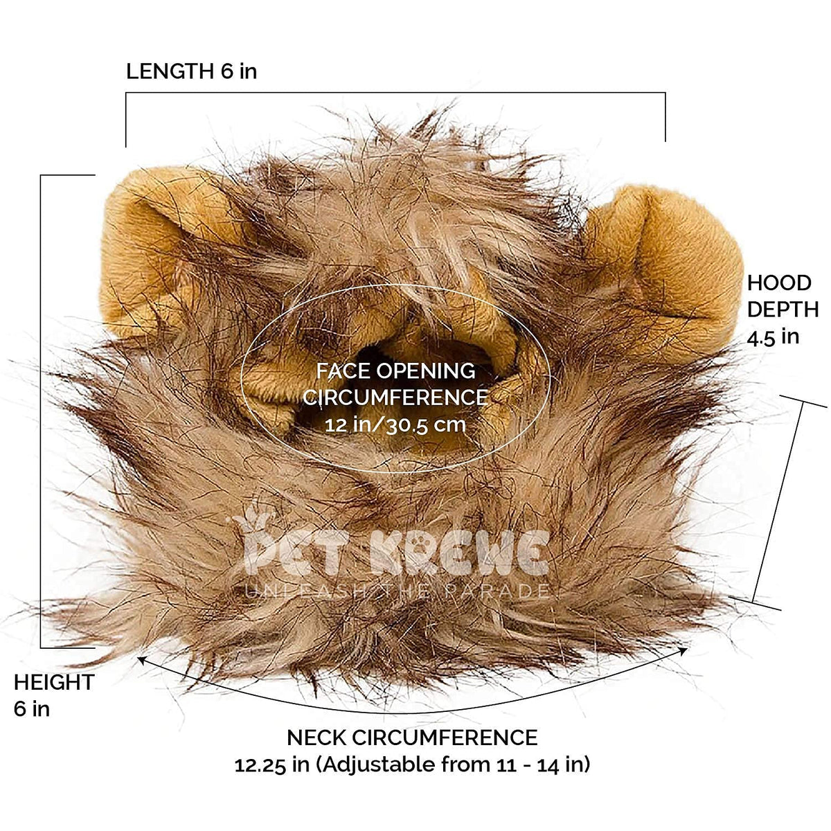 Pet Krewe Lion Mane Cat Costume, Neck Size 8-14 Inch